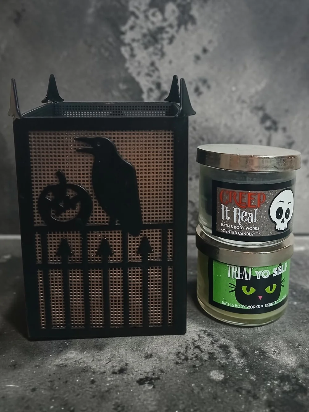 Halloween Pumpkin & Raven Reptile Mini Luminary And 2 Mini Candles